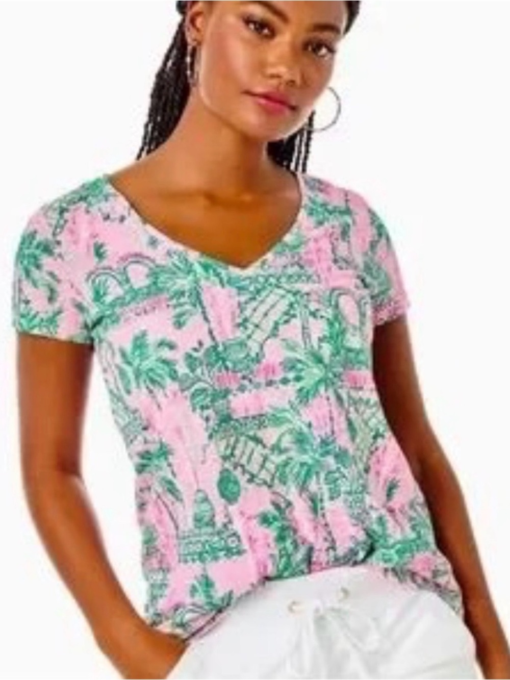 Lilly Pulitzer Etta V neck top Mandevilla Baby Always Worth It medium NWT